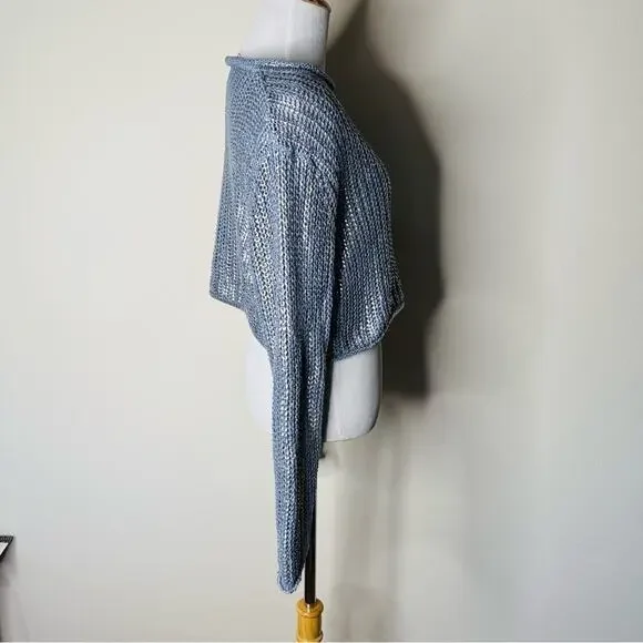 Zara Blue and Silver Metallic Cropped Sweater - Picture 7 of 8